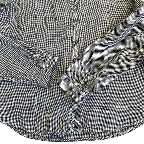 Ines De La Fressange for Uniqlo Sz M 100% Linen Button-down Shirt Blouse Navy - Picture 8 of 16